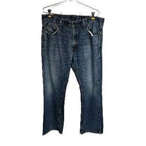 Levi's Jeans Men 36x30 Vintage 527 Blue Denim Dark Wash Frayed Hem Bootcut